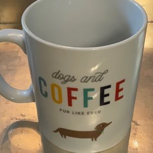 “dogs and COFFEE fur like ever” doxie ceramic X-large mug-NWOT-2 available
